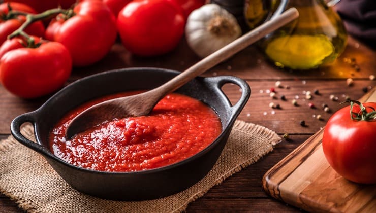 Assaisonnement avec de la sauce tomate