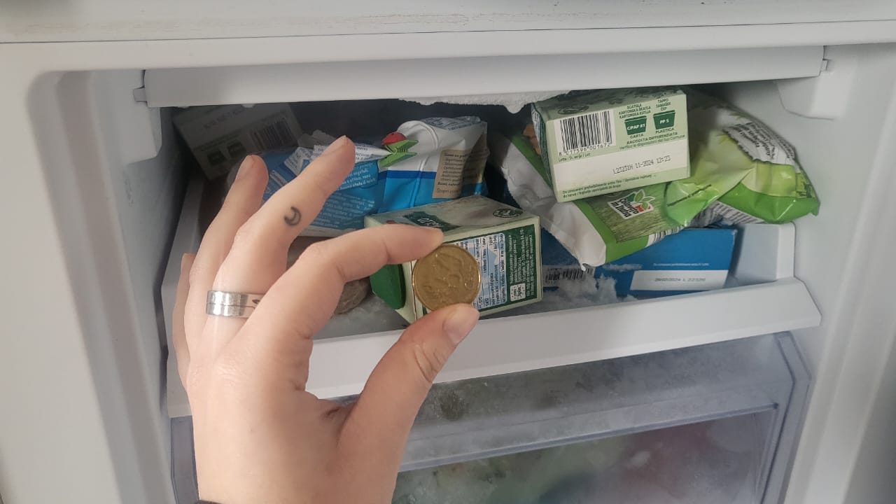 moneda en el congelador