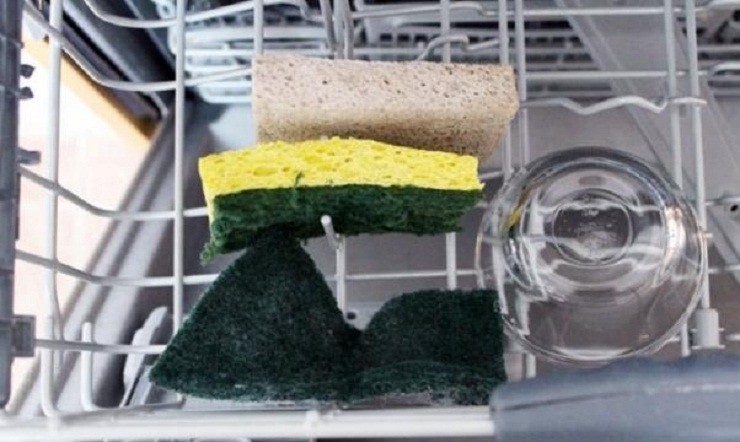 Platos de esponja en el lavavajillas