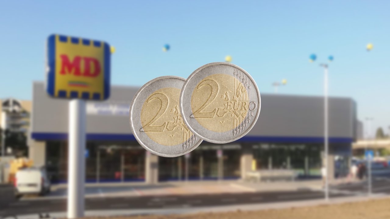 MD supermercato e monete da due euro