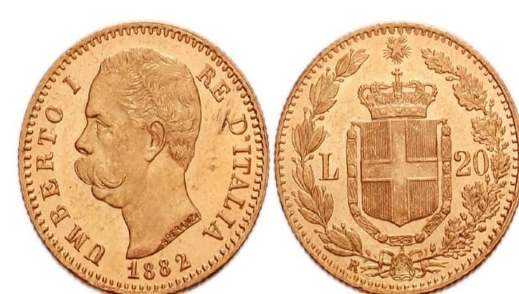 Vecchie 20 lire in oro