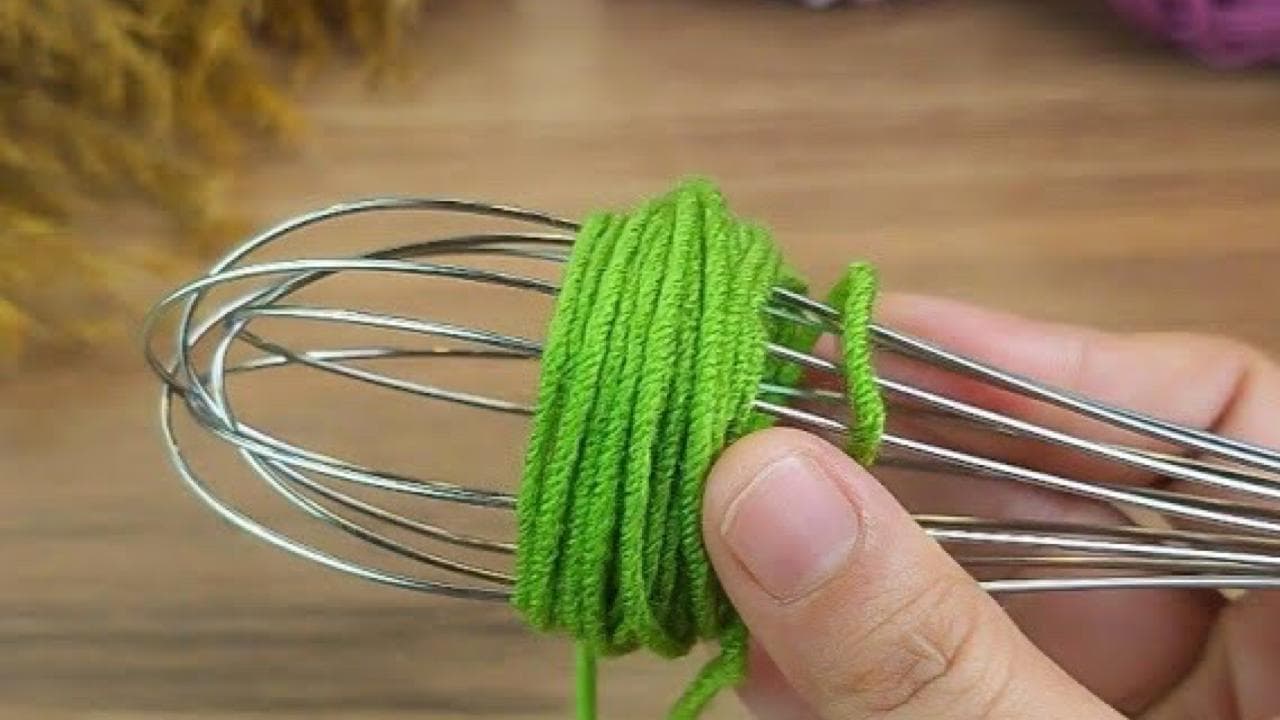 If you want to create something unique, get a metal whisk and 1 woolen yarn
