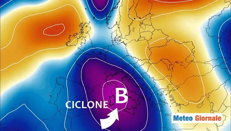 Ciclone burrascoso in arrivo sull'Italia