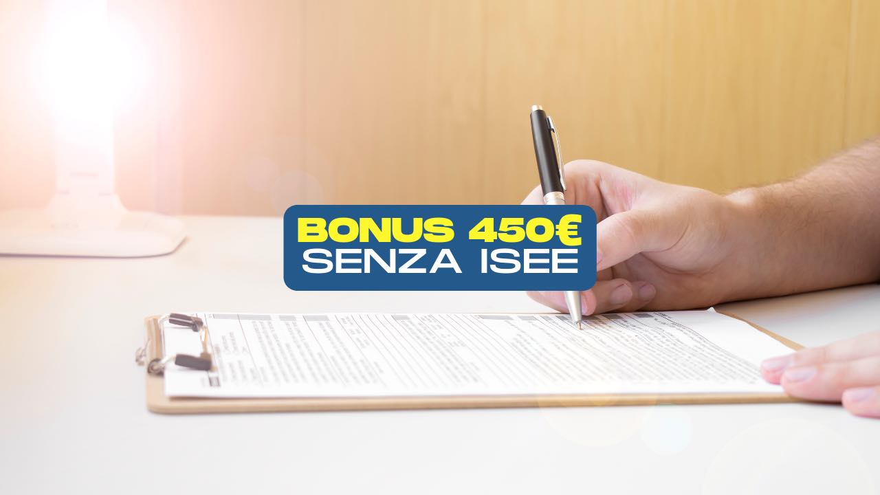 Bonus 450 euro senza ISEE