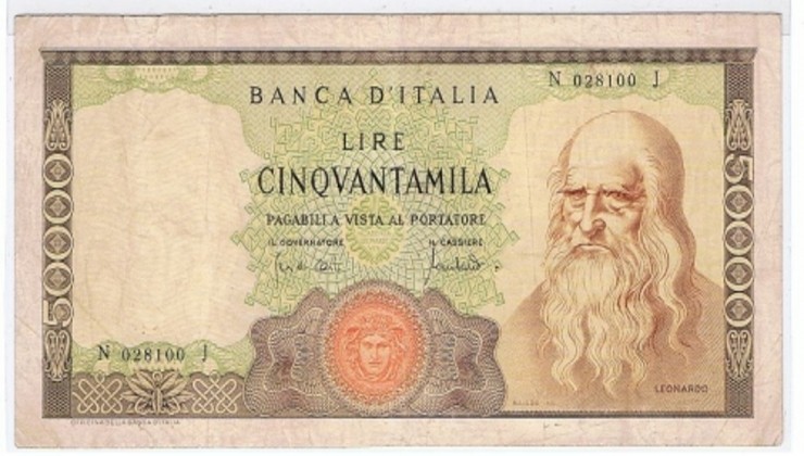 Vecchia banconota della lira