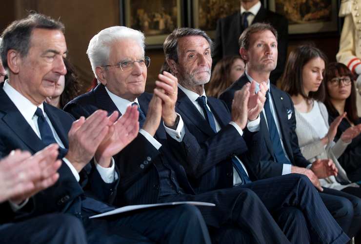 Sergio Mattarella nel corso della cerimonia in occasione del 150° anniversario della morte di Alessandro Manzoni